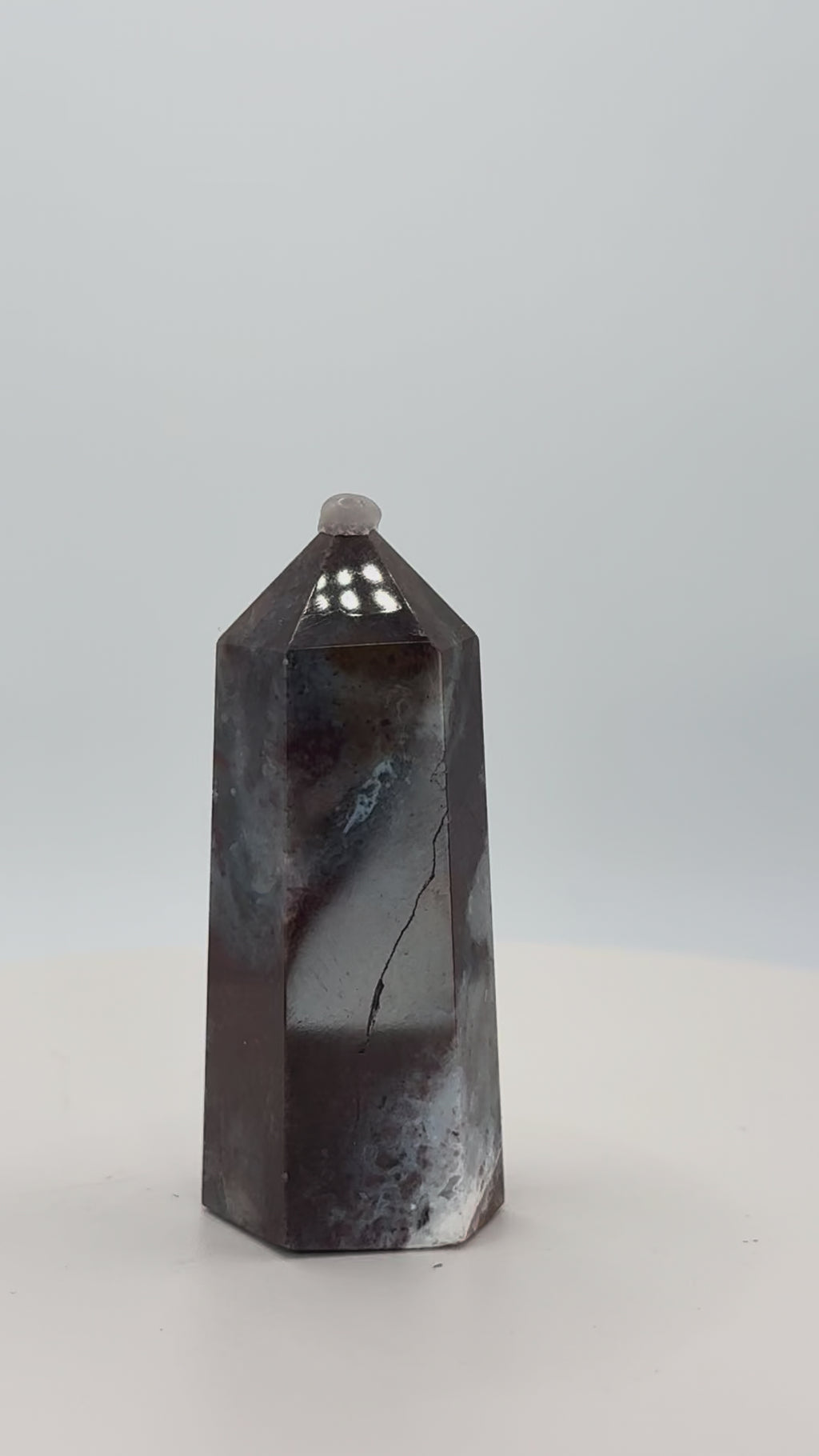 Starry Agate Tower 1.9–2.9 oz – Polished Crystal Point for Cosmic Calm, Balance & Celestial Beauty
