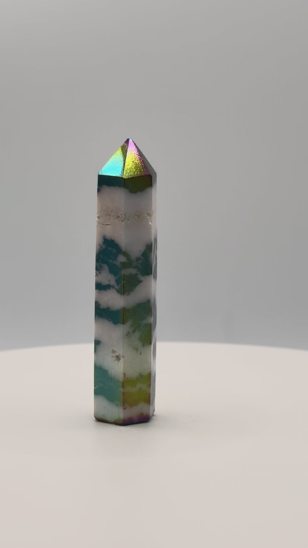 Aura Zebra Stone Tower 1.3 oz – Iridescent Crystal for Balance, Focus & Uplifting Energy