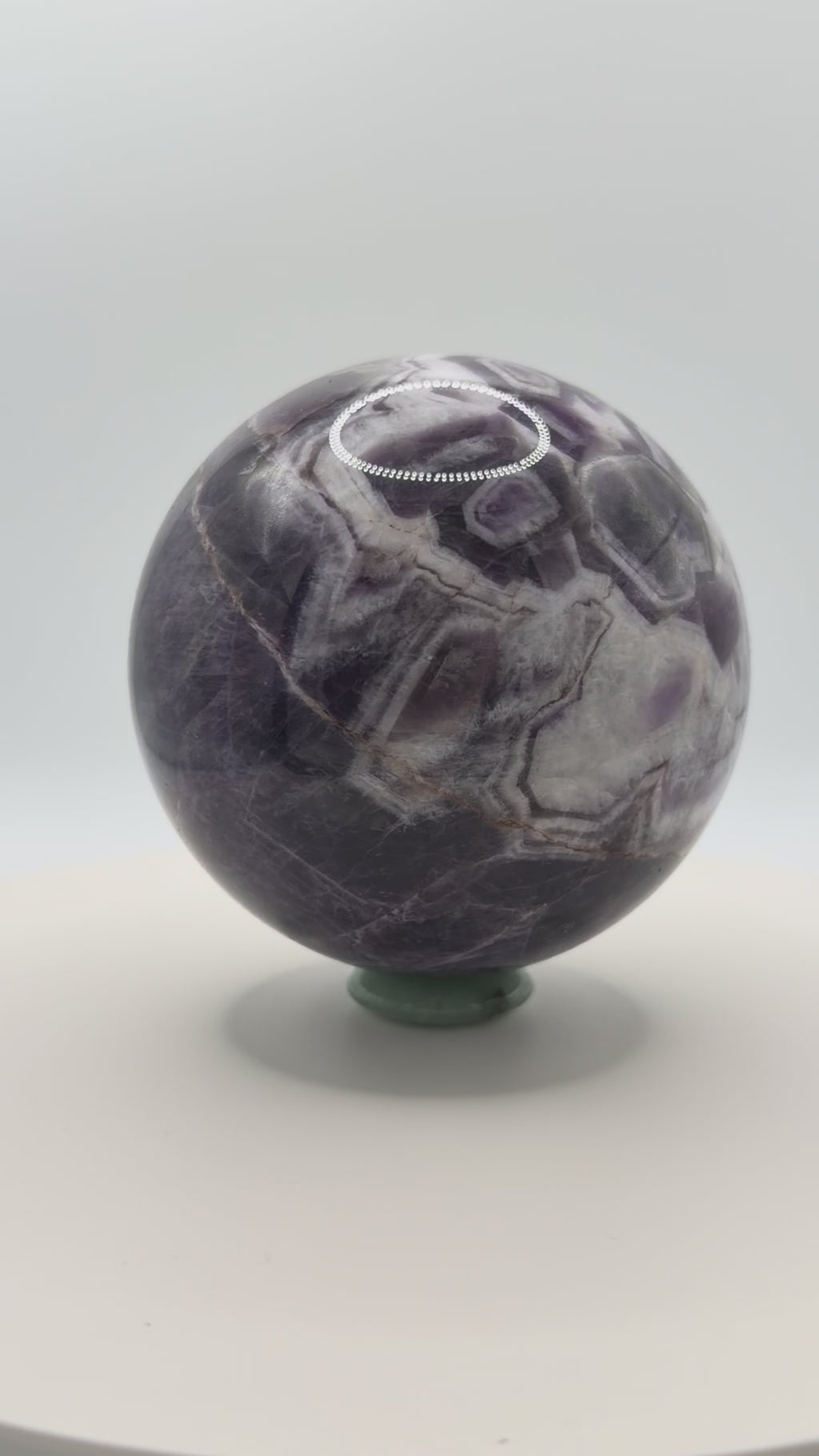 Dream Amethyst Sphere 23oz | Radiant Purple & White Bands | Decorative Gemstone