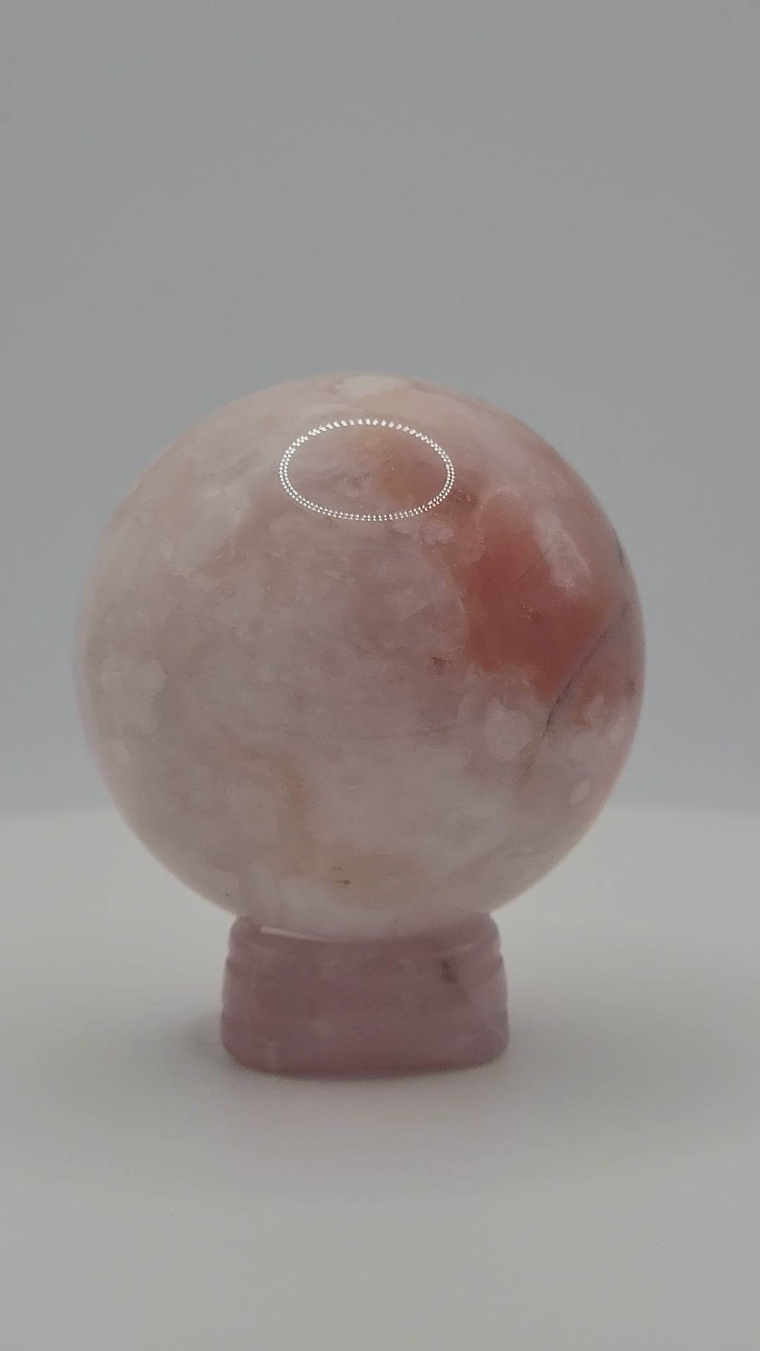 Carnelian Flower Agate Sphere – 6.3–6.5 oz Polished Crystal for Creativity, Joy & Empowered Growth