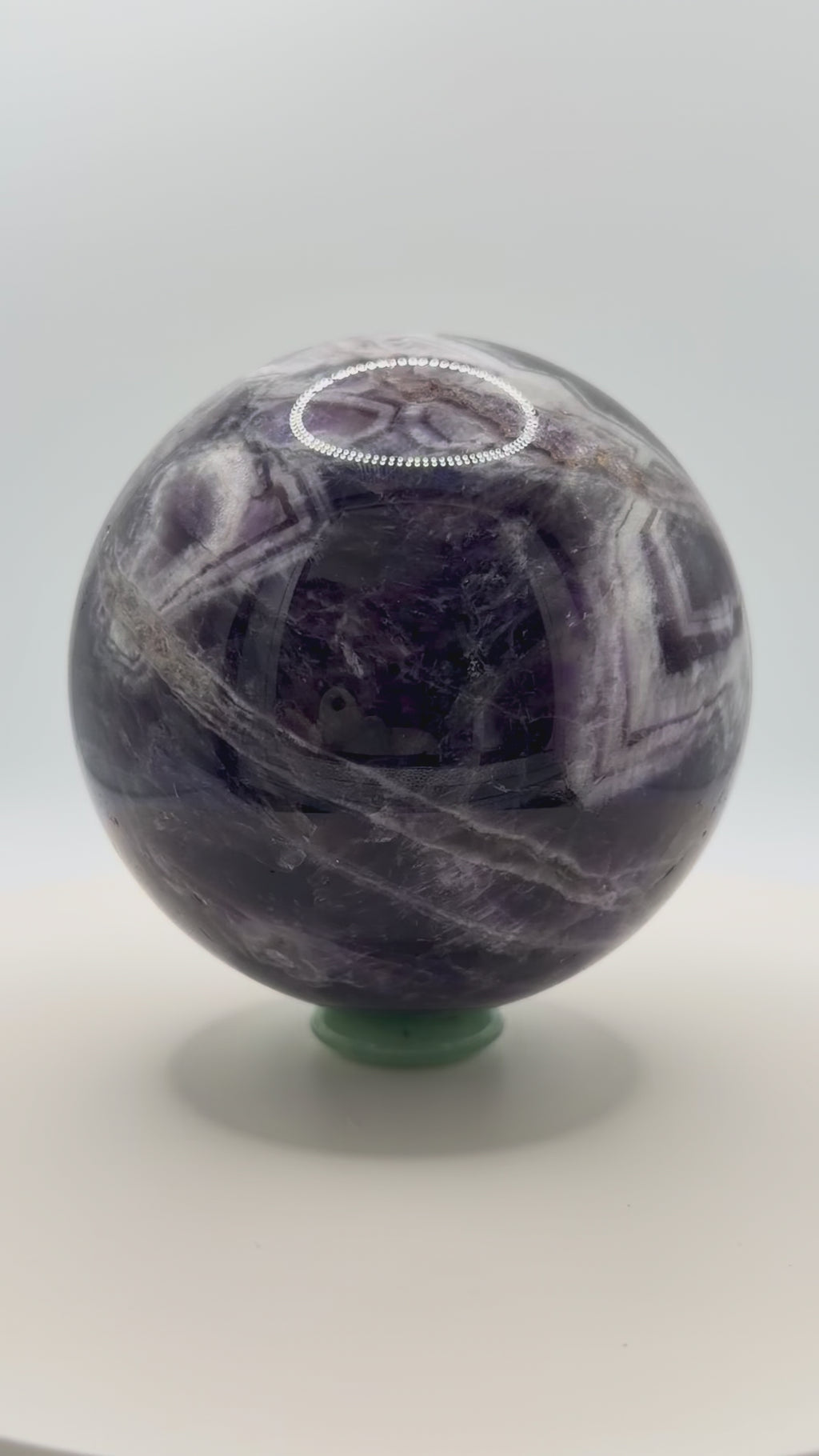 Dream Amethyst Sphere 27oz | Radiant Purple & White Bands | Decorative Gemstone