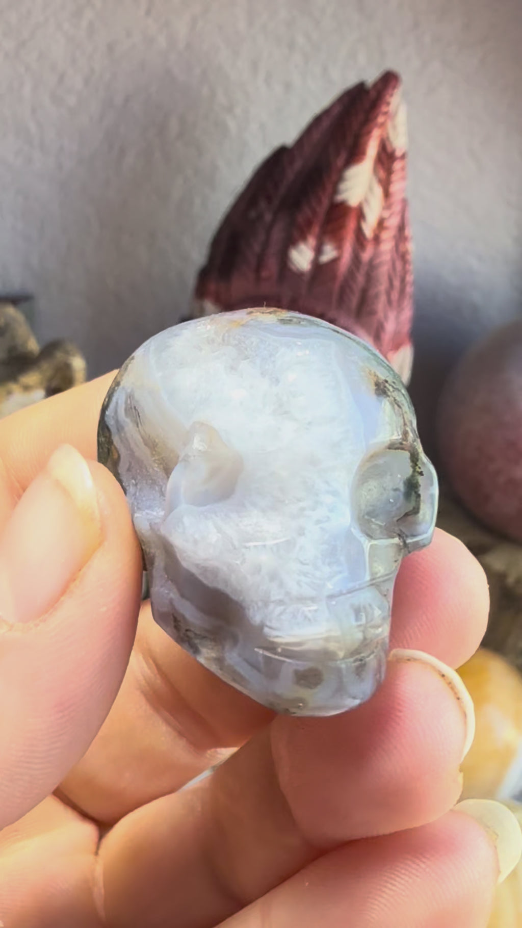 Moss Agate Mini Druzy Skulls | Growth, Grounding & Nature‑Spirit Energy