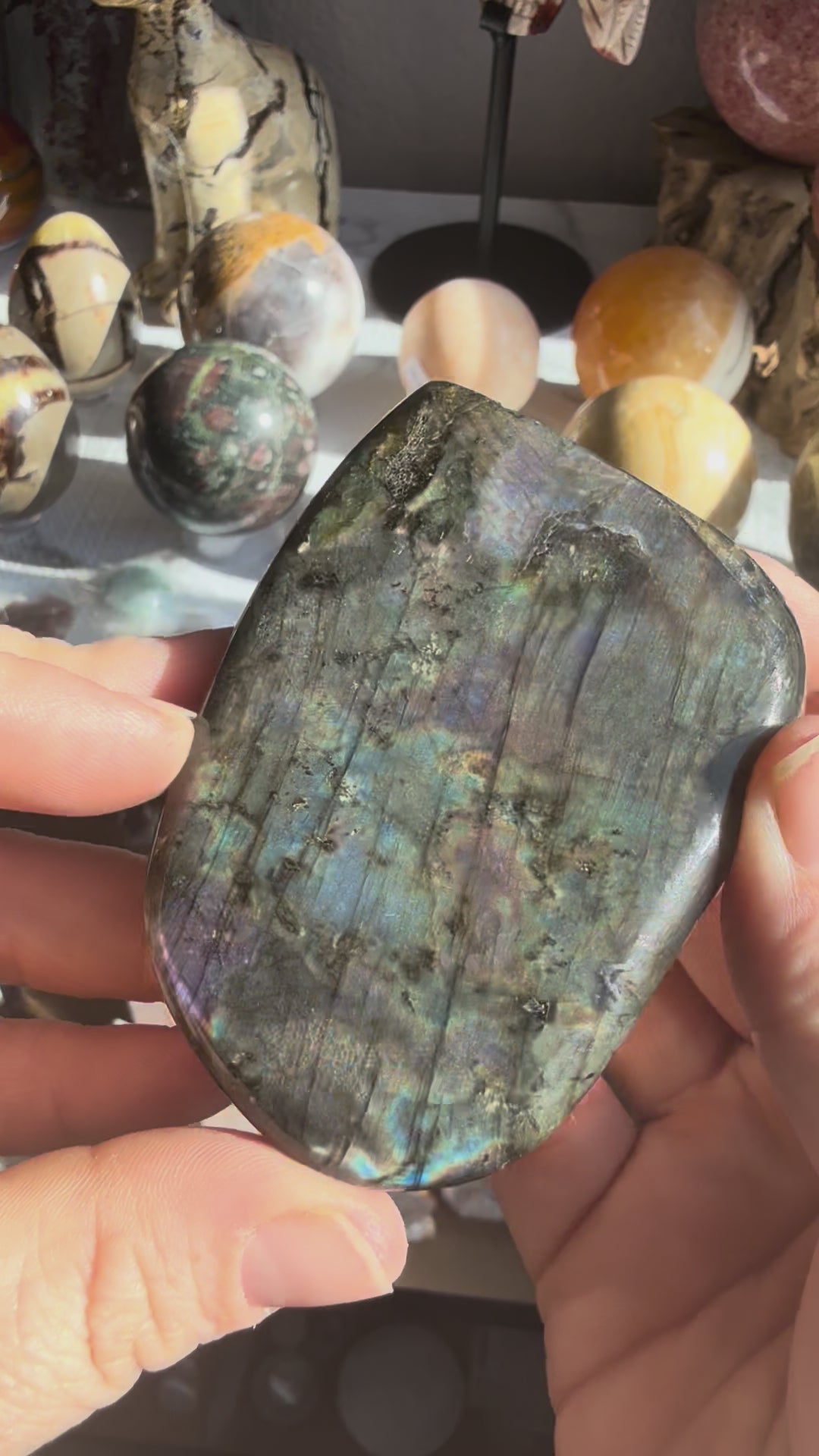 Labradorite – Large 7.6-10.2 oz- Iridescent Crystal for Protection, Intuition & Transformation