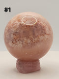 Carnelian Flower Agate Sphere – 6.3–6.5 oz Polished Crystal for Creativity, Joy & Empowered Growth