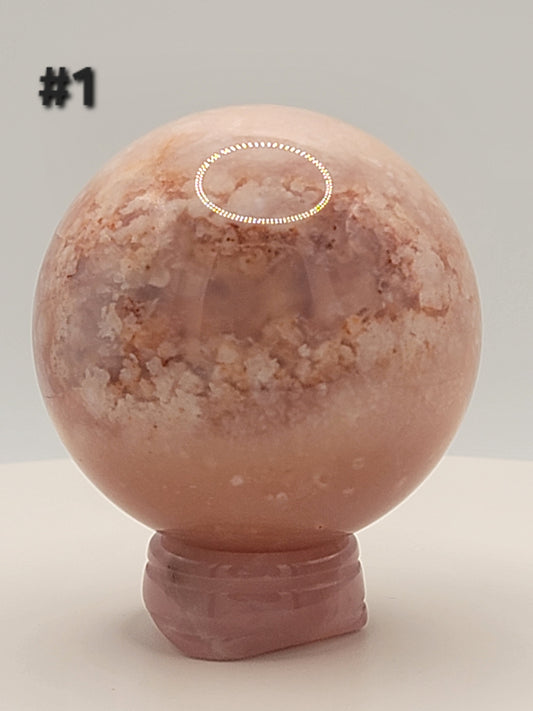 Carnelian Flower Agate Sphere – 6.3–6.5 oz Polished Crystal for Creativity, Joy & Empowered Growth