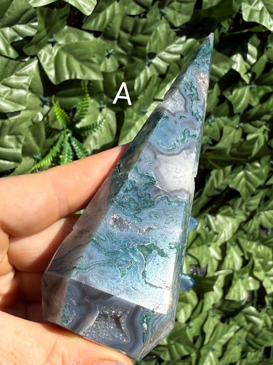 Tree & Moss Agate Diamond Points — Stability • Growth