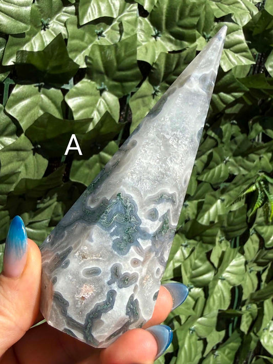 Tree & Moss Agate Diamond Points — Stability • Growth
