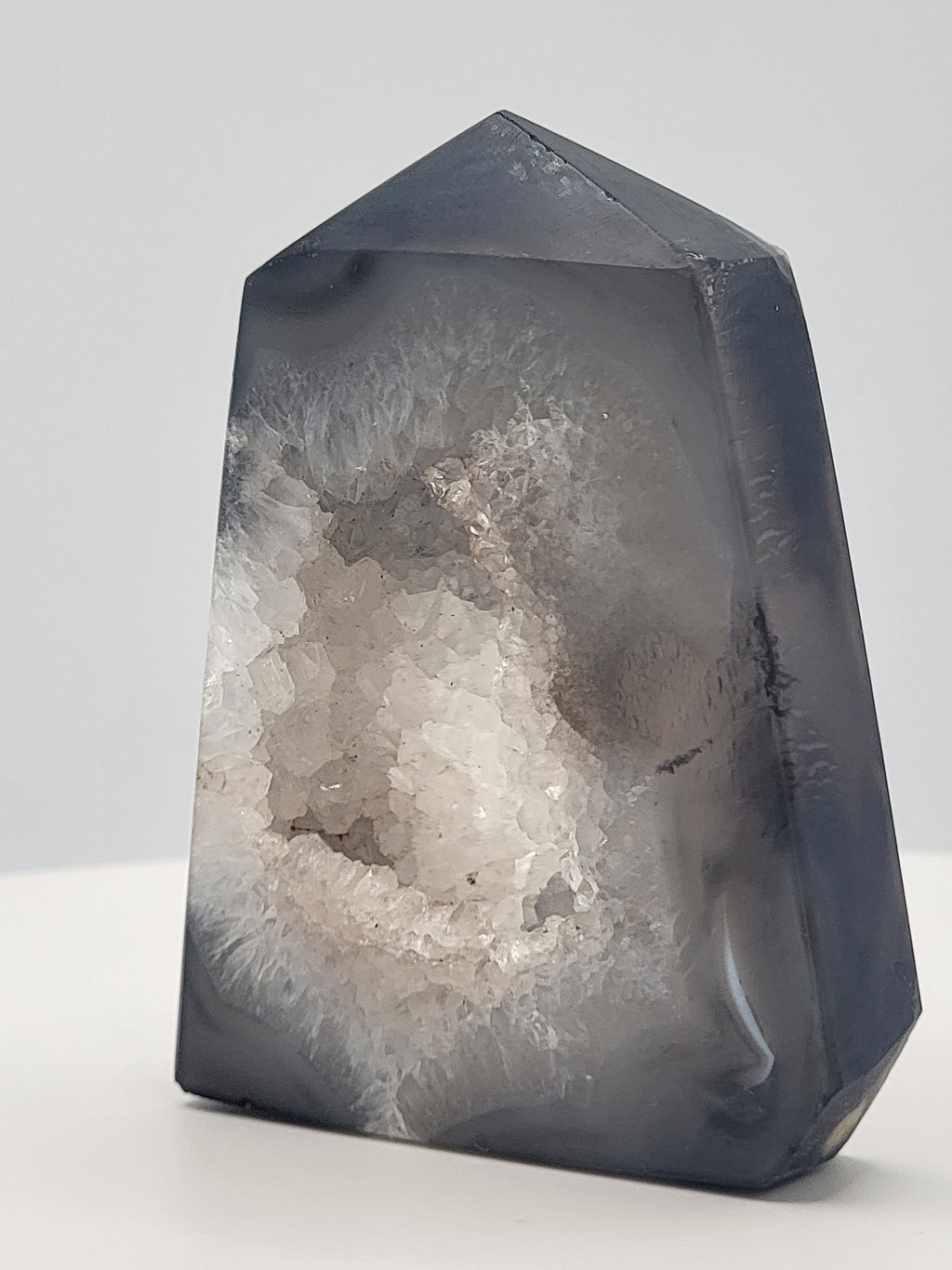 Black Onyx Agate Druzy Tower – Grounding Crystal for Strength, Focus & Inner Power