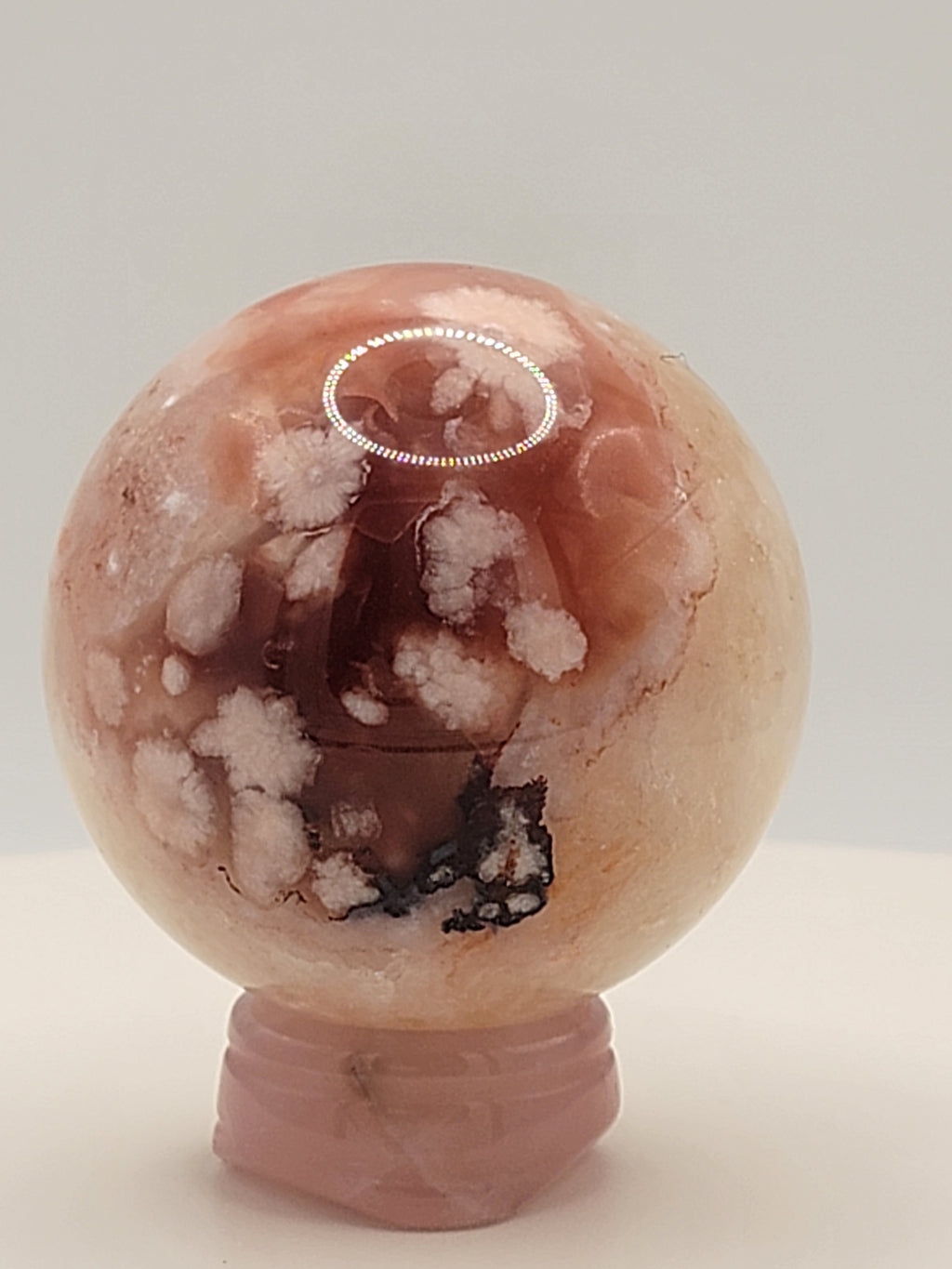 Carnelian Flower Agate Sphere – 5.6 oz Polished Crystal for Creativity, Joy & Empowered Growth