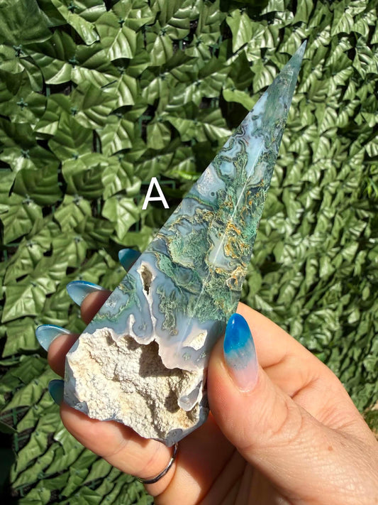Tree & Moss Agate Diamond Points — Stability • Growth
