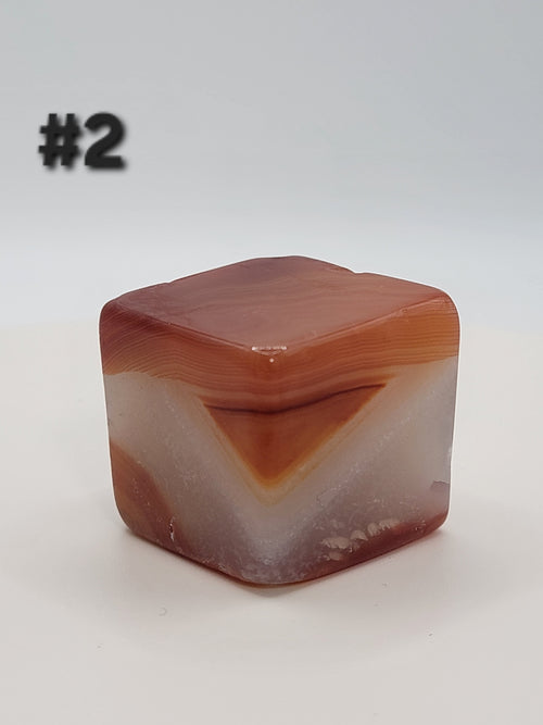 Carnelian Cube – 2–2.9 oz Polished Crystal for Strength, Creativity & Energizing Vitality