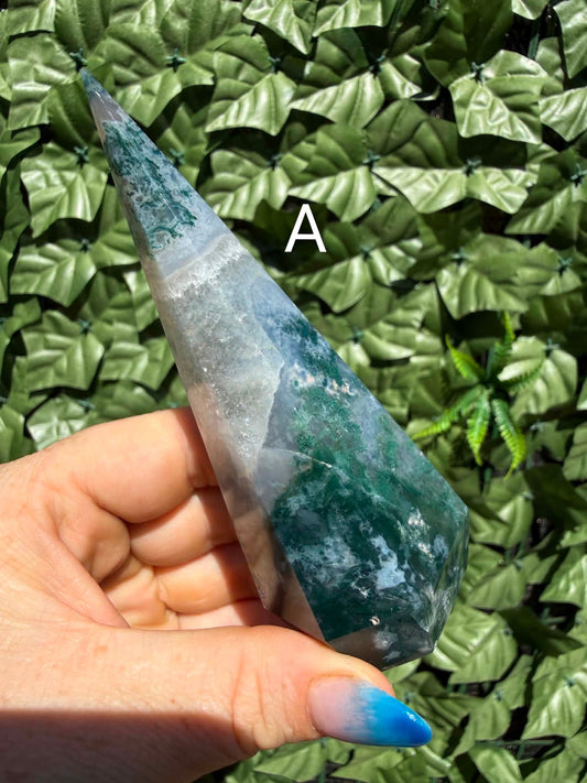 Tree & Moss Agate Diamond Points — Stability • Growth